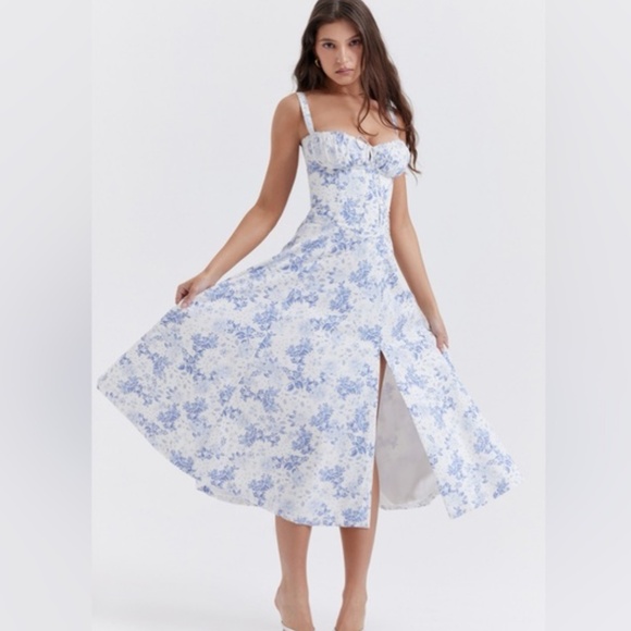 House of Cb Carmen Blue Print Bustier Sundress - Picture 4 of 9